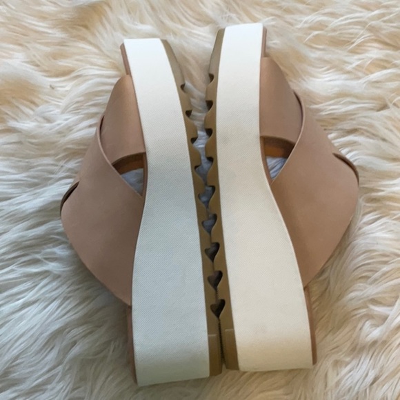 Sorel Women’s Cameron Slip On Leather Flatform Crisscross Mule Sandal Size 9.5 - Picture 6 of 11